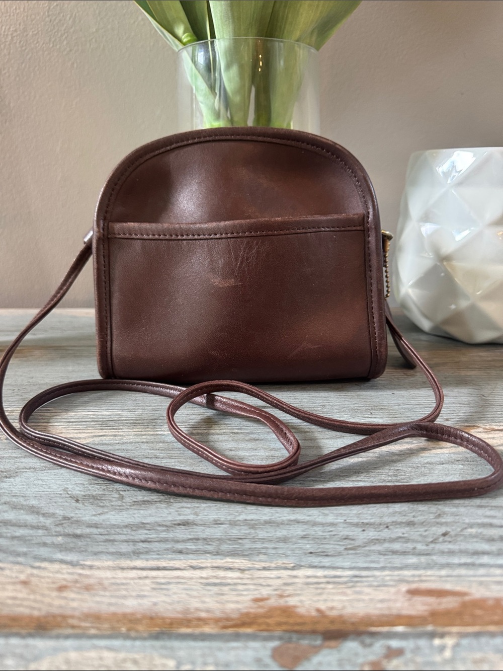 Coach Brown Rounded Leather Crossbody Bag